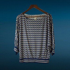 Max Studio Chevron Print Blouse Size L
